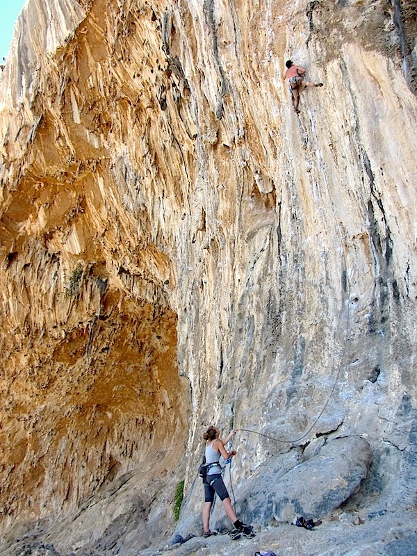 Martynas on Panselinos (6b+) in Grande Grota