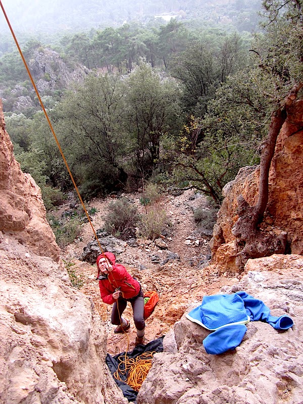 Vilija responsibly belaying Martynas