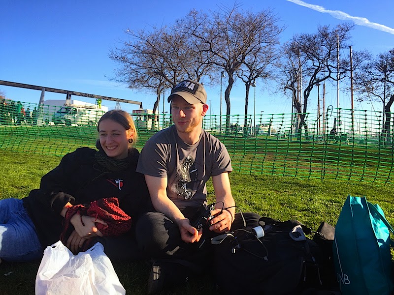 Gabrielė and Mykolas chilling in Barcelona