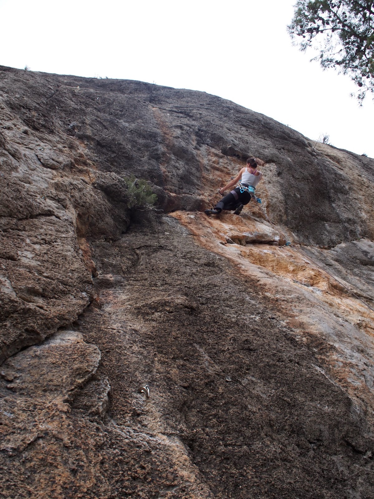 Me struggling on the overhang