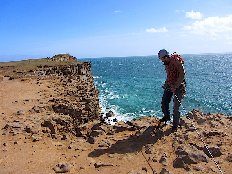 Tadas preparing for abseil