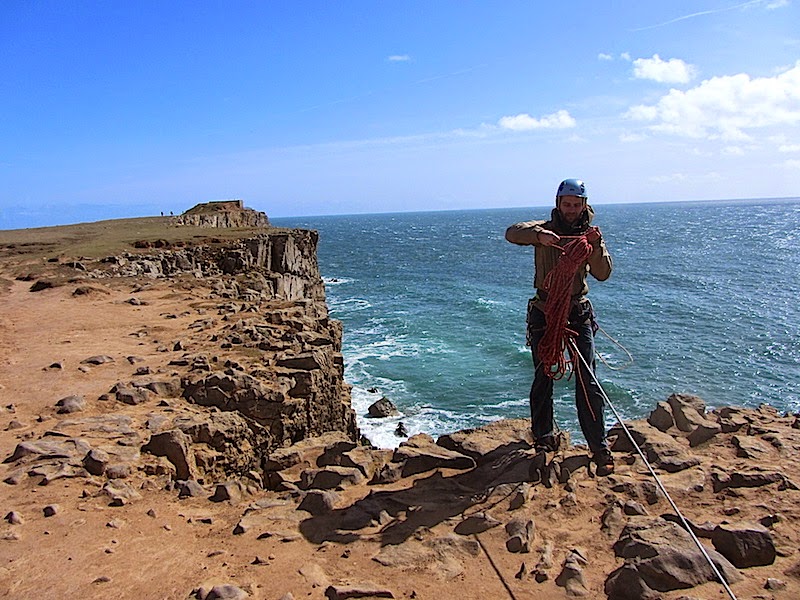 Tadas preparing for abseil