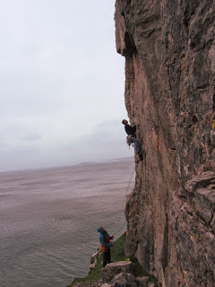 Tadas showing how to climb E4