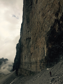 Martynas looking at the route from the ground