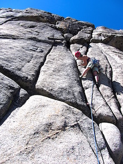 Laura enjoying crack climbing