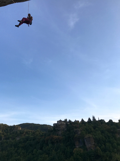 Laura going down from Turbulence (7b+)