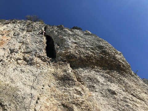 Martynas enjoying a crazy route with a hole