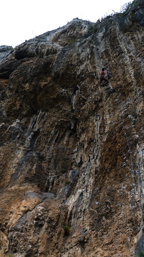 Martynas on a 7a+ in Osp