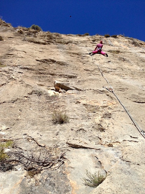 Laura on some 6b+ slab