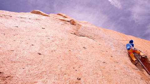 Klaus cruising the crux pitch